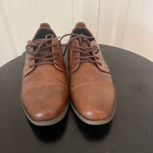 Max + Jake Boys Brown Dress Shoes – Faux Leather Oxford Lace-Up Formal Shoes